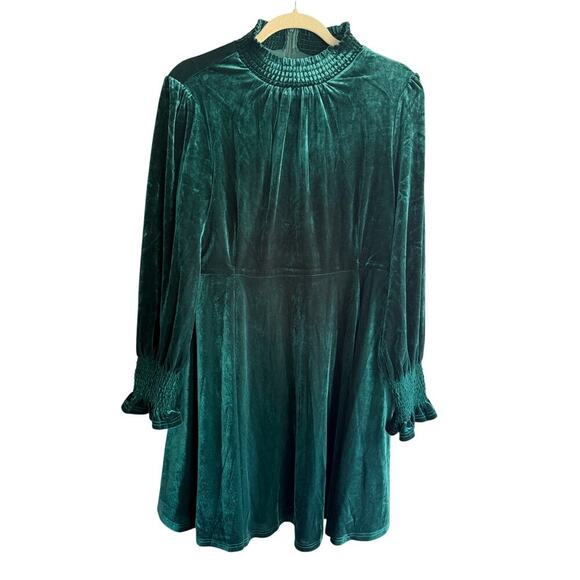 Baltic Born Tina Green Velvet Knee Length Long Sleeved Dress sz XL NWT - Picture 5 of 8